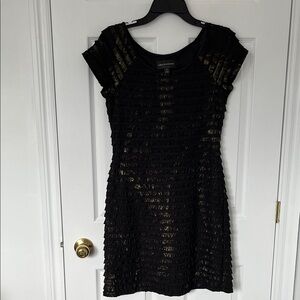 Connected Apparel Black and Gold Mini Dress
